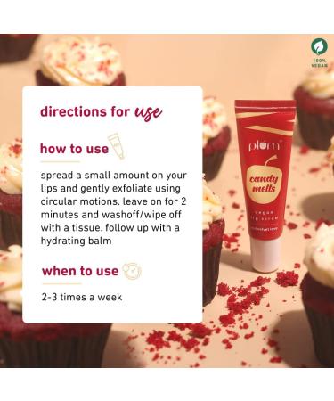Vegan Red Velvet Lip Scrub - Candy Melts | 100% Natural Plant-Based 12g for Dry & Chapped Lips - Buy Online on GoSupps.com
