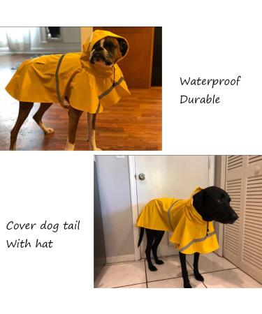 NACOCO X-Large Dog Raincoat - Adjustable Waterproof Pet Jacket in Yellow with Reflective Strips - Buy Online on GoSupps.com