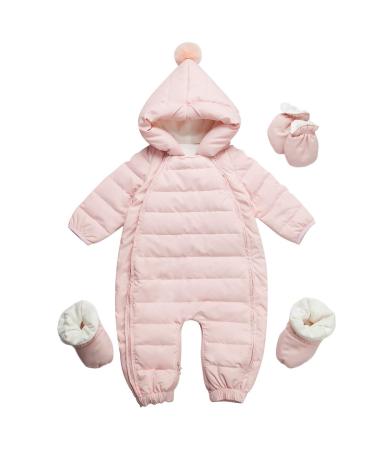 famuka Baby Winter Warm Down Snowsuits Hooded Puffer Outwear Pink 9-12 Months