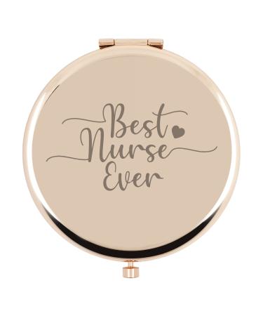 NiuZi-cao Best Nurse Ever -Rose Gold Compact Mirror - Nurse Gift  Nurse Appreciation Week  Nurse's Day Gift  2.56inch