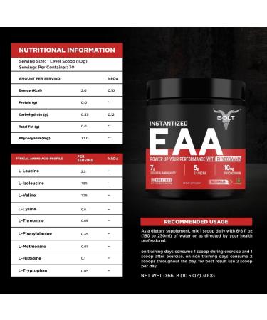 Buy Bolt EAA 300g - Essential Amino Acids with BCAA 5000 | Watermelon Fizz Flavor | 30 Servings | EAA Supplement for Men & Women - International Shipping Available - Buy Online on GoSupps.com