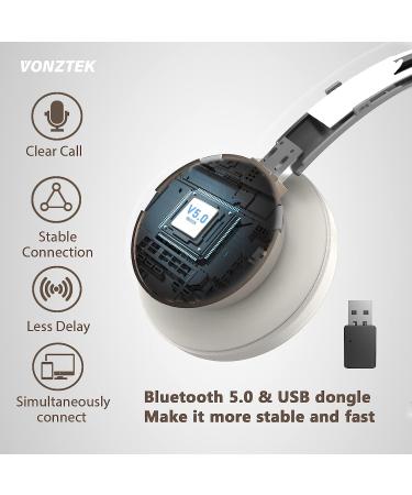 Wireless Bluetooth Headset with Noise Canceling Microphone, USB Dongle, Mic Mute - Trucker Headset for Cell Phone, Office, Skype, Zoom - White Gold - Buy Online on GoSupps.com