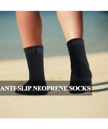 MOVOYEE 3mm Neoprene Anti-Slip Beach Volleyball Dive Socks - High Cut Wetsuit Booties for Water Sports - Black - Buy Online on GoSupps.com