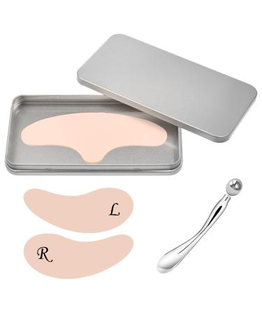 Silicone Forehead Wrinkle Patch - Reusable Forehead Wrinkle Patch and Eye Patches Set Silicone Patches for Wrinkles For Use with Face Cream or Lotion Metal Eye Cream Applicator Tin Case Forehead and Eye Patches with Tin Case