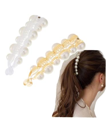 2 Piece Pearl Hair Clip Hair Clip Jewelry Banana Clip Headgear Women's Hair Clip Girls Ponytail Hair Clip Hair Clip Accessories