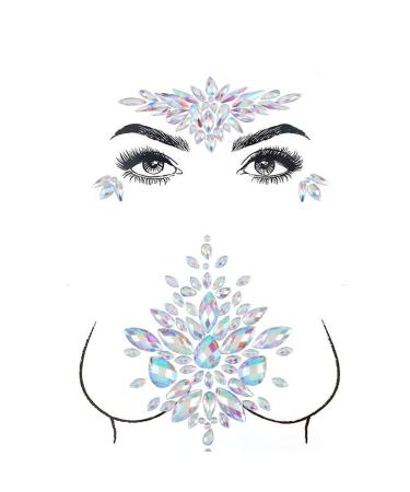 Bomine Rhinestone Face Stickers Mermaid Gems Festival Body Jewels 2 Sets - Pattern 4 - Buy Online on GoSupps.com