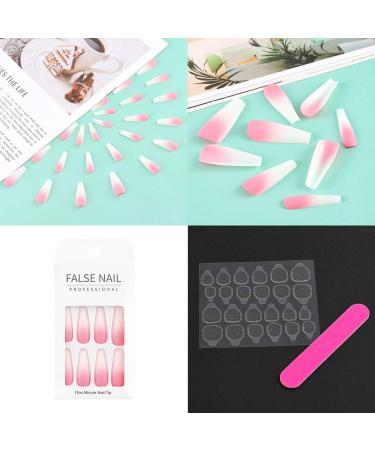 Buy Sethexy Matt Ballerina Long Coffin False Nails - 24 Pink Acrylic Press-On Nail Tips for Women & Girls | International Shipping - Buy Online on GoSupps.com