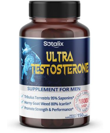 Ultra Booster 18,000MG with Tribulus Terrestris 95% Saponins, Horny Goat Weed 80% Icariin - Male Supplement for Energy, Strength, Endurance - Made in The USA