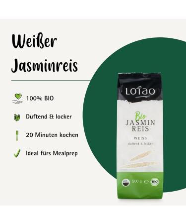 Lotao Bio-Jasmin Reis 4x500g | Premium White Jasmine Rice - Aromatic Vegan & Sustainable | Perfect for Versatile Cuisine - Buy Online on GoSupps.com