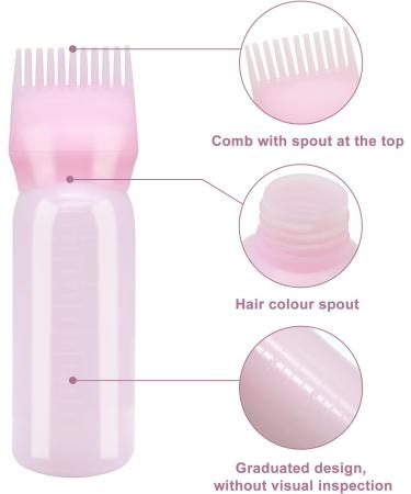 FINEASY 2-Piece Hair Coloring Applicator Set - Root Cam Bottle & Comb for Easy Hair Dye Application - 170 ml (White + Pink) - Buy Online on GoSupps.com