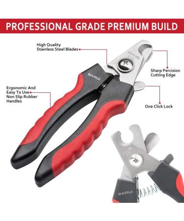 BAIRUI Dog Nail Clippers and Heavy Duty Nail Clipper for Large Dogs Professional Nail Trimmer for Dogs/Cats Pet-Nail Trimmer with Safety Guard to Avoid Over-Cutting Nails Free Nail File (Red) - Buy Online on GoSupps.com