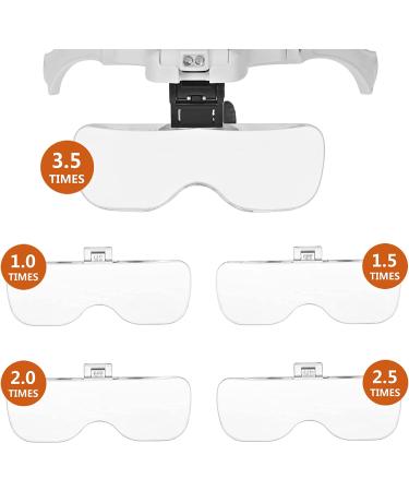 JMH Head Magnifier, Rechargeable Hands Free Headband Magnifying Glass with 2 Led,Professional Jeweler's Loupe Light Bracket and Headband are Interchangeable USB-Rechargeable - Buy Online on GoSupps.com
