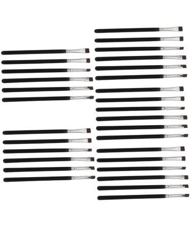Healeved 30 Pcs Flat Eyebrow Brush Eye Shadow Brush Flat Thin Eyeliner Brush Makeup Tool Wooden Handle Black