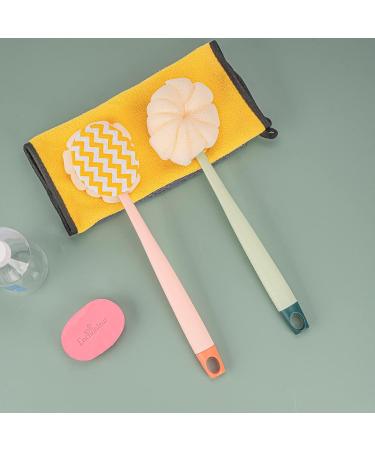 JANKOW 2Pc 2-in-1 Body Brush & Back Scrubber Set - Exfoliating Loofah Cotton & Nylon Scrubber - Shower Essentials for Men and Women - Green & Orange - Buy Online on GoSupps.com