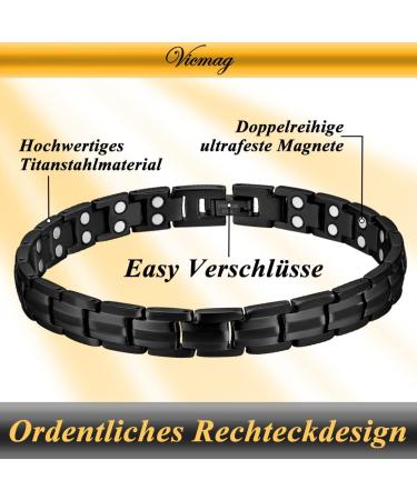 Vicmag Magnetic Bracelet for Women - Titanium Steel Double Row Black Magnet Bracelet with Gift Removal Tool - Buy Online on GoSupps.com