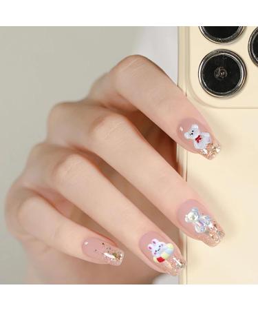3D Nail Charms 200 Pcs Flower Bow Heart Bear Nail Art Charms Nail Rhinestones Cute Shell Rabbit Nail Art Decorations for Women Girls Nail Design DIY Craft Jewelry Making (White A) - Buy Online on GoSupps.com