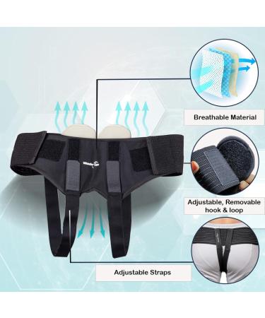 Wonder Care Black Inguinal Hernia Support Truss - Adjustable Double Inguinal & Sports Hernia with Removable Pads for Injury Recovery (M: 32-35 Inches) - Buy Online on GoSupps.com