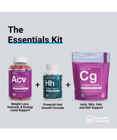 Essential Elements Hair Hero - Powerful Hair Formula with 5000 mcg Biotin - 30 Day Supply for Healthy Hair, Skin, and Nails - Buy Online on GoSupps.com