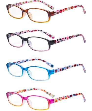 Eyekepper 4 Pack Ladies Reading Glasses - Cute Readers with Colorful Polka Dots Patterned Temple for Women Reading +2.50 +2.50 4 Pairs Mix