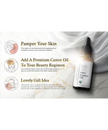 Organic Castor Oil for Eyelashes & Eyebrows - Pure Ricinoleic Acid Hair Oil & Scalp Serum - Nourishing Anti-Dandruff Supports Skin Health - 2 Oz - Buy Online on GoSupps.com