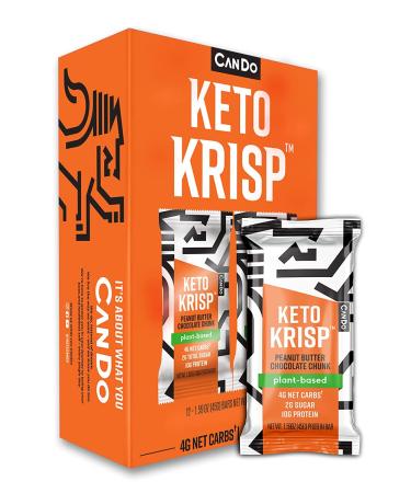 CanDo Keto Krisp - Peanut Butter & Chocolate Chunk Keto Bars (12 Pack) | Low-Carb High Protein Gluten-Free Snack | Delicious Healthy Meal Replacement - Buy Online on GoSupps.com
