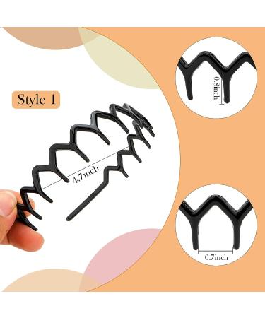 Jaciya Zig Zag Comb Headbands 6-Pack - Black/Brown Plastic Headbands for Women, Girls - Perfect Curly Hair Accessories - Buy Online on GoSupps.com