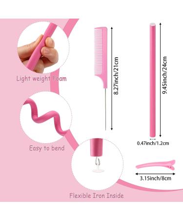 30-Piece 9.45 Flexible Curling Rods Set with SEPGLITTER Hair Twist Foam Rollers and Pintail Comb - No Heat Curlers for Girls - Pink Foam Hair Curler for Long & Short Hair - Buy Online on GoSupps.com