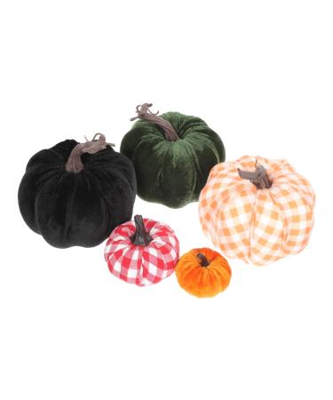 FUNOMOCYA 5pcs Artificial Pumpkin Decor Ornament Fake Pumpkin Photo Prop Simulated Pumpkin Lifelike Pumpkin Simulation Pumpkin Plaid Cloth Halloween Assorted Color 13x13cm