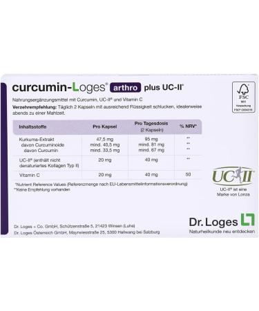 Curcumin-Loges Arthro Plus UC-II - 60 Capsules | Premium Dietary Supplement for Joint Health - Shop Internationally - Buy Online on GoSupps.com