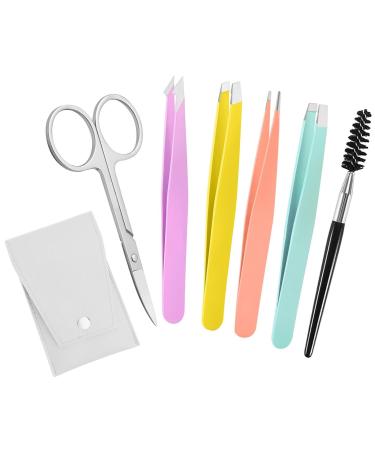 KHIRY Tweezers Set 6-Piece Precision Tweezers Set Stainless Tweezers Eyebrow Plucking for Face Care for Plucking Eyebrows