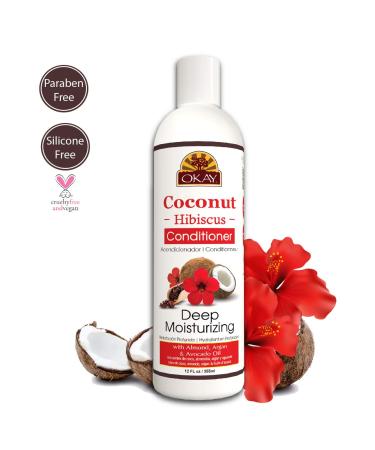 OKAY Coconut Hibiscus Conditioner - Hydrate & Strengthen All Hair Types | Paraben-Free Silicone-Free Sulfate-Free | 12 oz - Buy Online on GoSupps.com
