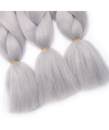 SEGO 3 Packs 24 Inch Crochet Afro Braid Extensions | Silver-Gray Synthetic Hair for Braiding - Buy Online on GoSupps.com