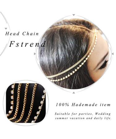 Fstrend Boho Layered Head Chain - Sparkling Rhinestone Headpiece (Gold) for Women | Wedding Crystal Jewelry, Halloween Accessory - Buy Online on GoSupps.com
