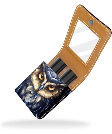 Travel Lipstick Organizer Case | Portable Makeup Bag with Mirror | Colorful Animal Owl & Plant Leaf Design - Buy Online on GoSupps.com