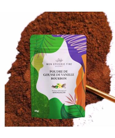 25g BOURBON VANILLA powder from Madagascar - obtained from a whole vanilla pod 100% Natural. Gourmet selection recyclable ZIP bag made in EUROPE