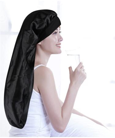 Satin Bonnet for Women 2 Pack - Soft & Elastic Black Leopard Hair Cap - Large Breathable Silky Sleeping Bonnet - Braids Bonnets for Women - Buy Online on GoSupps.com
