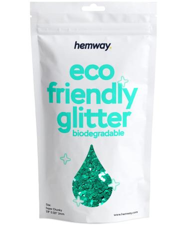 Hemway eco Friendly Biodegable Glitter 100g / 3.5 ounces Bio Cosmetic Safe Sparkle vegan for the face eyeshadow body hair nail and festival make -up craft - 1/8 "0.125" 3mm - turquoise