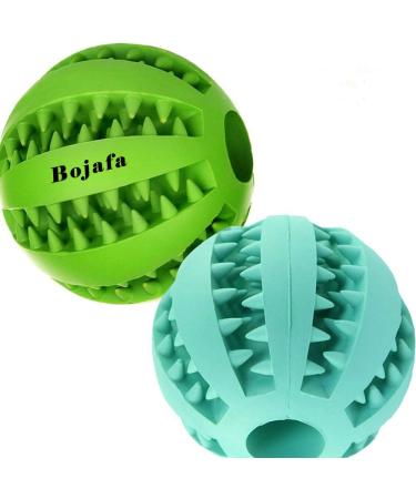 Bojafa Dog Teething Toys Ball Nontoxic Durable Dog IQ Puzzle Chew Toys for Puppy Small Large Dog Teeth Cleaning/Chewing/Playing/Treat Dispensing Dog Toys (2 Pack) 2 Pcs for Medium & Large Dogs