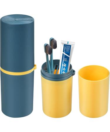 Travel Toothbrush Cup Set - 2 Portable Plastic Mugs with Lid for Camping & Home - Toothpaste & Dental Storage Solution - Buy Online on GoSupps.com