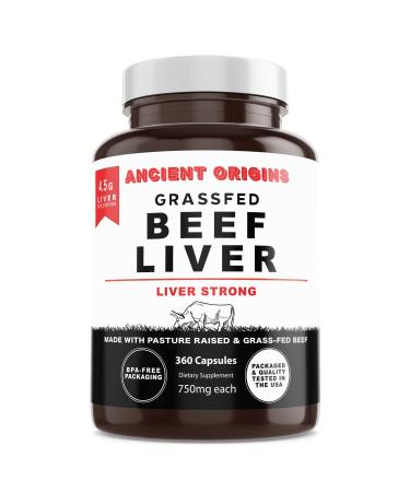 Ancient Origins Grass Fed Beef Liver Two Month Supply Supports Energy Production Cleansing Digestion Immunity and Full Body Wellness Non GMO Freeze Dried Liver Supplement 360 Capsules