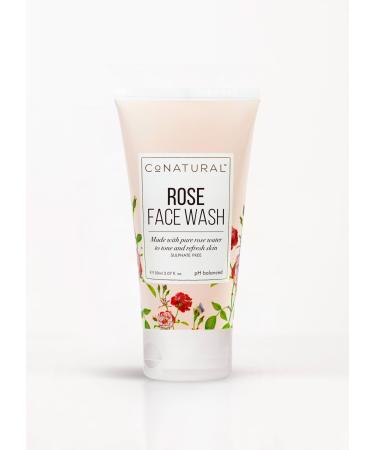 conatural Rose Face Wash 150ml - Sulfate-Free pH Balanced Natural Cleanser for Glowing Skin - Rose Water Facial Cleanser for Sensitive Skin Gentle Hydrating Face Wash