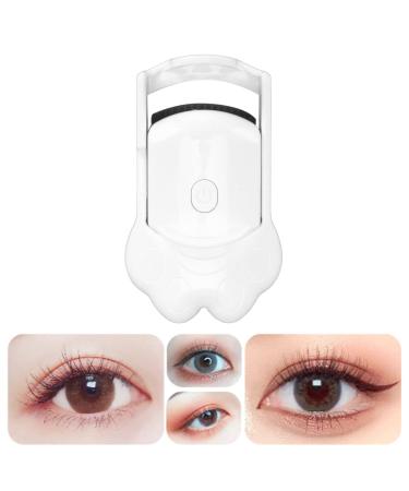 Heated Lash Curler Handheld Eyelash Heated Curler Rechargeable Eye Lash Curler 2 Heating Modes Quick Curling Eye Lashes Portable Fit Keeps Eyelashes Curled(White)