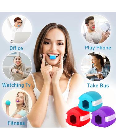 Jawline Trainer with 3 Resistance Levels - Jaw Exerciser for Men & Women | Kiefer Exerciser in Blue Red & Purple - Enhance Your Jawline Today! - Buy Online on GoSupps.com