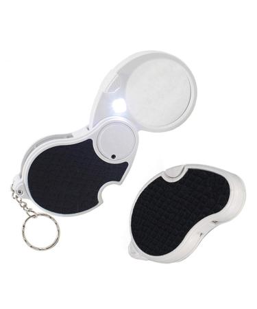 Portable 5X Magnifying Glass with LED Handheld Illuminated Magnifier Lamp Foldable Magnifier LED Lupa Optical Len (Magnification : Battery Include)