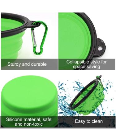 Collapsible Water Bowl for Dogs & Cats - Portable Pet Food Bowl with Carabiner (350ml) | Small Blue & Green - Buy Online on GoSupps.com