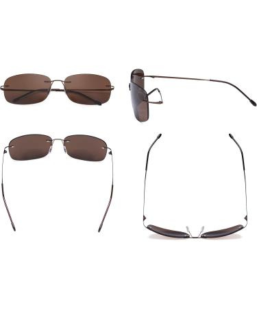 Buy Eyekepper Rimless Bifocal Sunglasses for Men & Women | Lightweight +1.00 Brown Lens Readers for Sun Protection - Buy Online on GoSupps.com