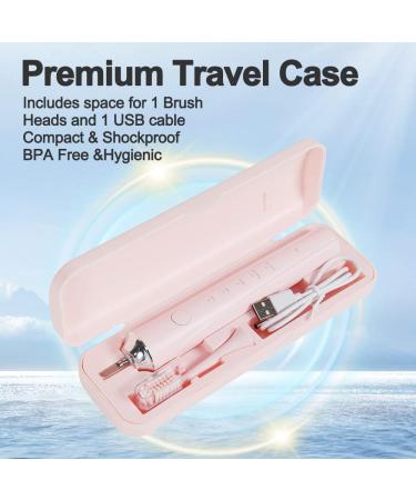 Pink Sonic Electric Toothbrush | Rechargeable for Adults & Kids | 8 Brush Heads, 5 Modes, 2 Minutes Timer | Fast Charge, 45 Days Usage | Travel Case Included - Buy Online on GoSupps.com