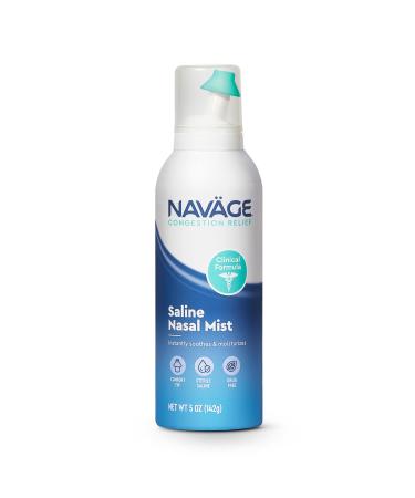Navage Saline Nasal Mist Clinical Formula Extra Comfort Drug-Free Hydration and Congestion Relief Sterile Saline Spray for Sensitive Noses 1 Pack (1) 5 Ounce Can