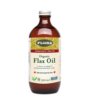 Organic Flax Oil 17 oz - Fresh Cold-Pressed & Pure - Non GMO & Gluten Free - by Flora 17.0 Ounce