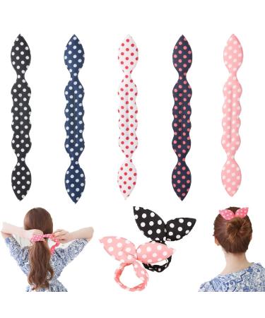 5 pieces of hairstick hair bun maker magical hair knot maker flexible donut rolls hair twist curly wrapping winder donut tools rabbit ear hair tubes hair styling tool for women girl
